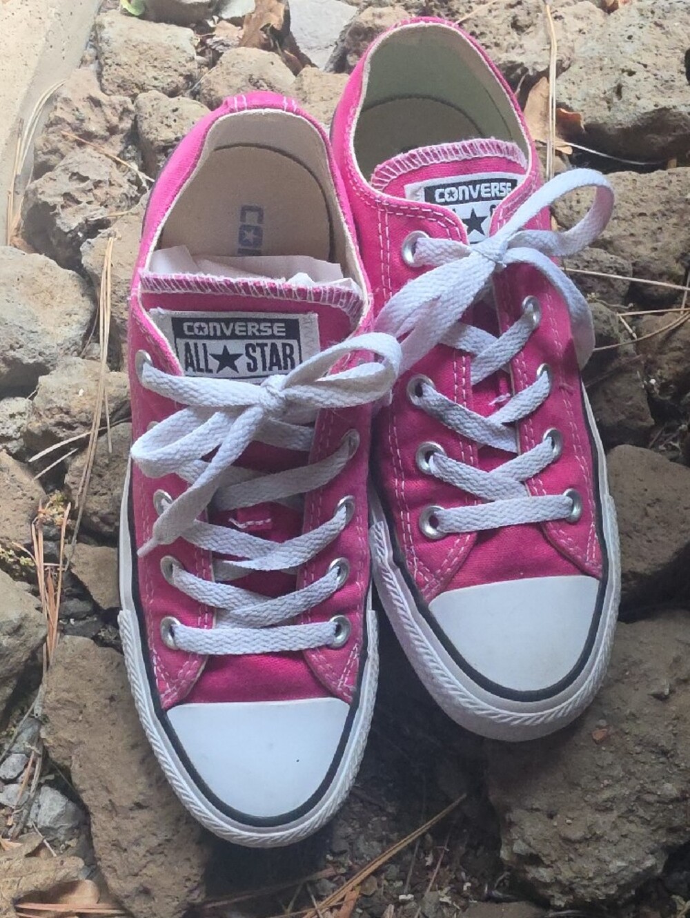 Converse Low Top Sneakers - Bright Pink with White Accents